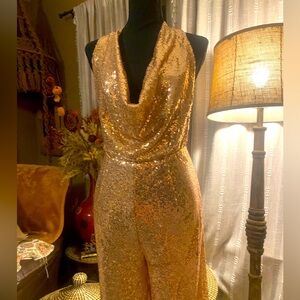 70’s Vintage Sequin Jumpsuit in Gold
